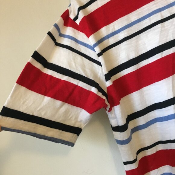 Preppy Cotton Nautical Striped Tie Up Collar Half Sleeve Tee - Picture 8 of 15